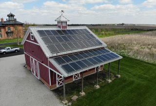 Historic barn with rooftop solar PV array