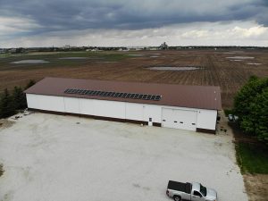 10kW solar system on a pole barn of this working farm property in Illinois