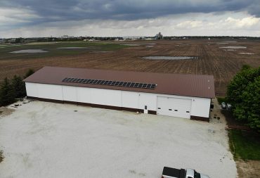 10kW solar system on a pole barn of this working farm property in Illinois