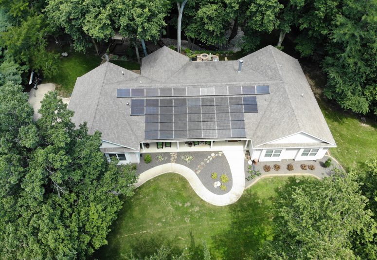 Solar array installation on a large rural home