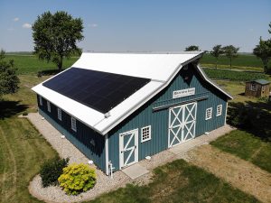 Rooftop solar installation on a rural barn